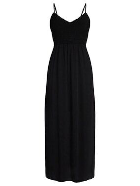NWT, SZ L, 100% COTTON, Crochet Bodice Maxi Dress, Black